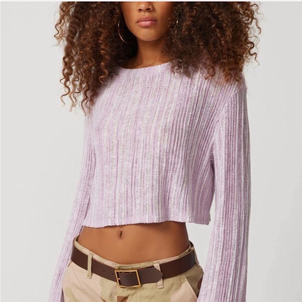 Striped open knit sweater